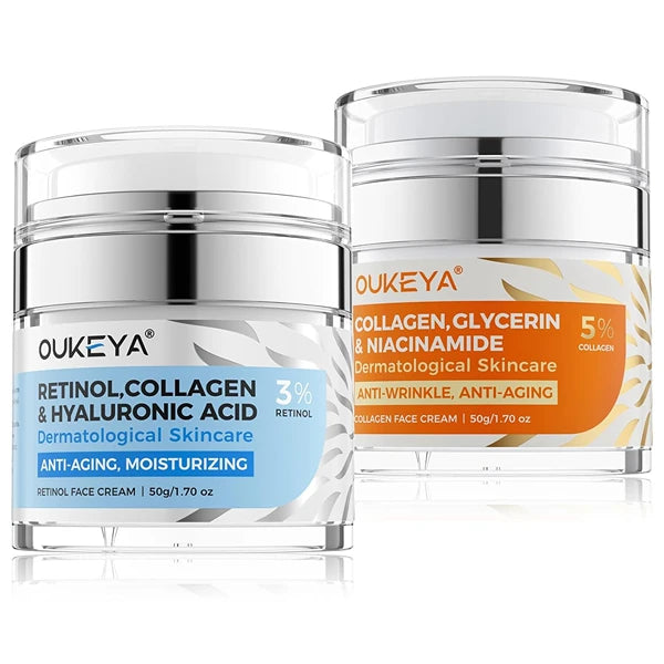 OUKEYA Retinol Cream for Face, Collagen, Hyaluronic Acid Cream - Anti-Aging Face Moisturizer for Face, Neck & Décolleté - Formulated in USA, Daily Moisturizer Face Cream with 5% Niacinamide