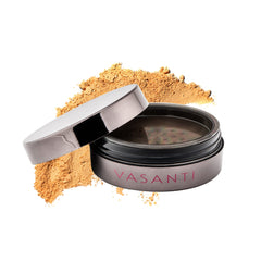 Vasanti Cosmetics Lotus Brightening Powder - Loose Face Powder 300V (Warm Peachy Honey - Medium to Golden Skintones) - Hypoallergenic, Full Coverage Non-Ashy and Instantly Brightens Under Eyes
