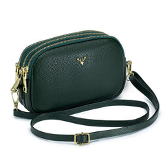 Small Crossbody Bags Genuine Leather Shoulder Handbags Trendy Design Cellphone Purses for Women and Girls - Green