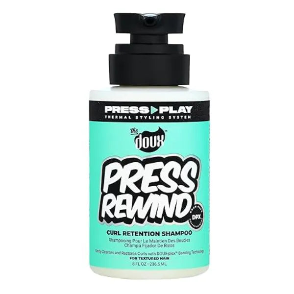 The Doux PRESS REWIND Curl Retention Shampoo for Curly Hair – Anti-Frizz Hydrating Shampoo with Aloe & Pataua Oil – Frizz Control Hair Care for Men & Women – Sulfate-Free, 8 oz