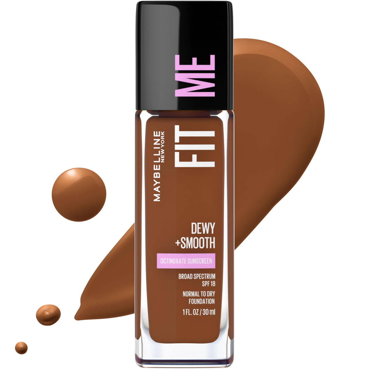 Maybelline Fit Me Dewy + Smooth Foundation Makeup, Java, 1 Count