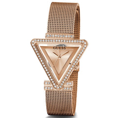 GUESS Rose Gold-Tone Triangle Mesh Analog Watch