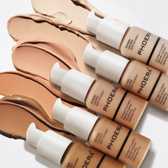 PHOERA Foundation Makeup Naturally Liquid Foundation Full Coverage Mattle Oil-Control Concealer 8 Colors Optional,Great Choice For Gift (#101 Porcelain)