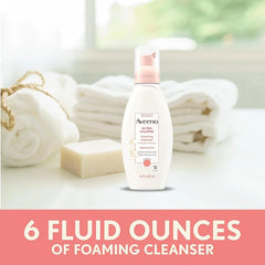 Aveeno Ultra-Calming Foaming Cleanser & Makeup Remover Facial Cleanser with Calming Feverfew, Face Wash for Dry & Sensitive Skin, Hypoallergenic, Fragrance-Free & Non-Comedogenic, Unscented, 6 Fl Oz