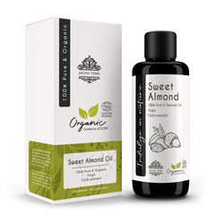 Aroma Tierra Organic Sweet Almond Oil - 100% Pure, Natural, Cold Pressed & Unrefined - Moisturizer for Skin, Hair, Body & Nails