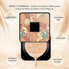 BOLHGF BB Cream Foundation Make up CC Cream, Liquid Foundation Mushroom Head Air Cushion BB Cream, Nude Makeup Moisturizing Concealer Lasting Brightening, with Makeup Sponge