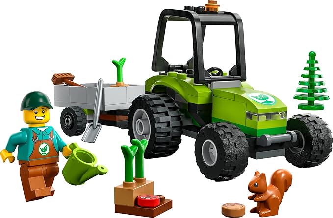 Lego 60390 City Small Tractor, Toy Tractor with Trailer, Vehicle for Farm Set with Gardener Mini Figure & Animal Figure, Construction Toy from 5 Years