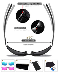 Sunglasses Mens Womens Polarised Sunglasses UV Protection Sunglasses metal frame Ultra Light for Driving Travel Fishing Running Outdoor Eyewear Sun glasses