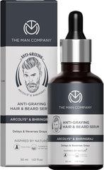 The Man Company Anti-Grey Hair & Beard Serum for Men | Enriched With Bhringraj, Arcolys & Shikakai | Shine, Care & Strengthening of Hair and Beard Roots | Toxin Free | for All Hair Types - 30 ml
