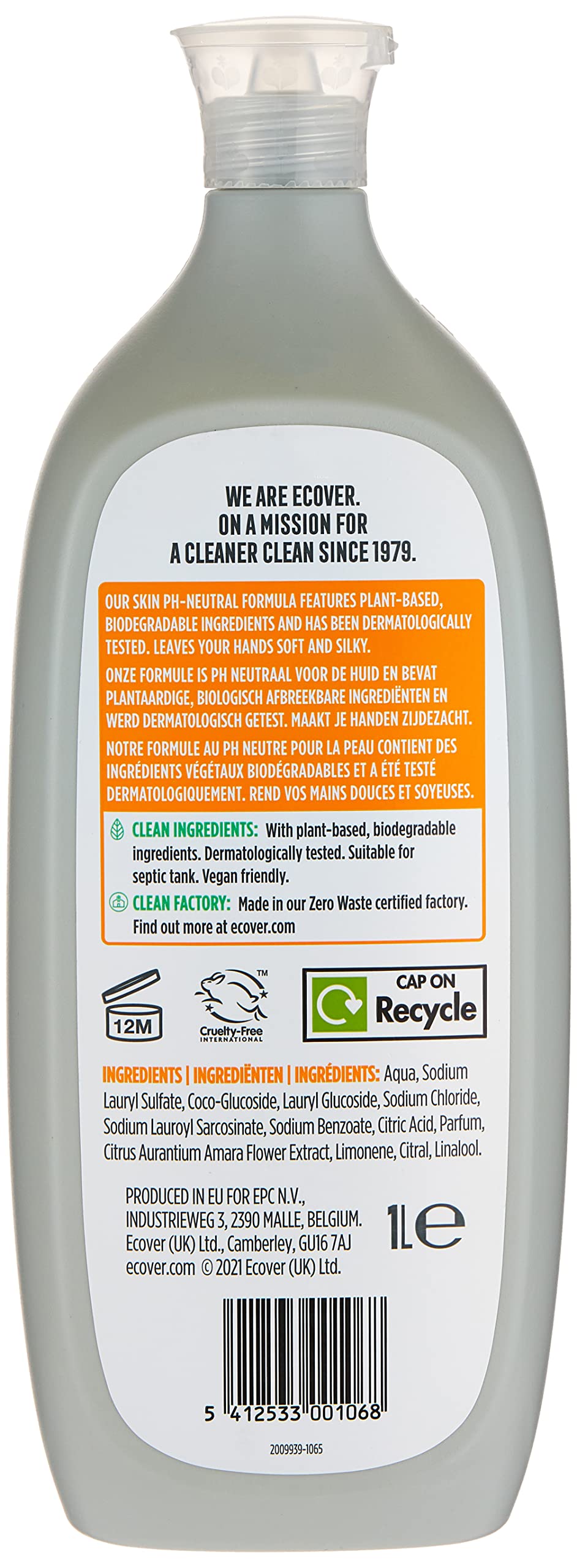 Ecover Hand Wash Soap Refill Citrus and Orange Blossom 1 Liter