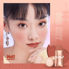 HONPOLO Blush Cream Repair Capacity Brighten Complexion Natural Nude Makeup Blush Stick Nude Makeup, Contouring and Highlighting, Improves Complexion, Waterproof Mousse Texture Long-Lasting (#3)