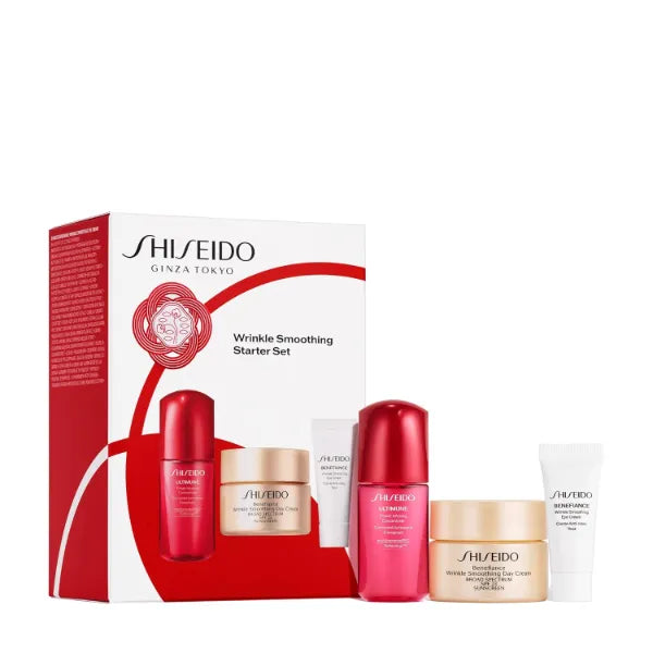 Shiseido Wrinkle Smoothing Starter Set Includes Ultimune Power Infusing Concentrate (10mL), Benefiance Wrinkle Smoothing Day Cream SPF 23 (30mL) & Eye Cream (5mL)