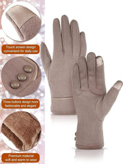 Azonee Women Winter Gloves 3 Pairs Women Winter Gloves Warm Touchscreen Gloves Windproof Gloves for Women Girls Winter Using Black Gray Khaki, M