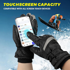 Ski Gloves Men Winter Gloves Warm for Men & Women Waterproof Gloves Touchscreen Snow Gloves Women, 12 Years