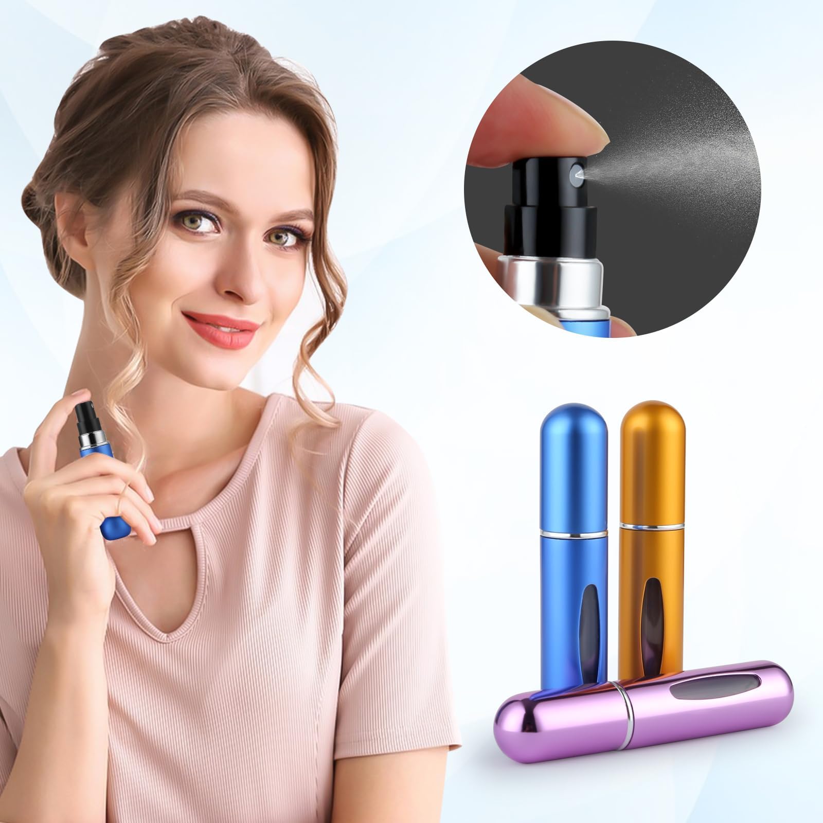 Perfume Atomiser Refillable 4 Pcs Travel Bottle Mini 5ML Atomizer Spray Portable Empty Fragrance Container for Aftershave Holiday and Night Out
