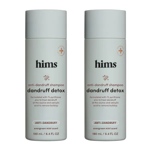 hims Dandruff Detox Anti Dandruff Shampoo for Dry, Itchy Scalp with Pyrithione Zinc 1% and Argan Oil, Paraben Free, Sulfate Free, Evergreen Mint - 6.4 fl oz (Pack of 2)