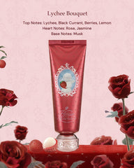 Flower Knows Strawberry Cupid Scented Hand Cream – Intense Hydration & Long-Lasting Fragrance, Nourishing & Calming Formula with Avocado Butter & 4D Hyaluronic Acid (50 g, Lychee Bouquet)