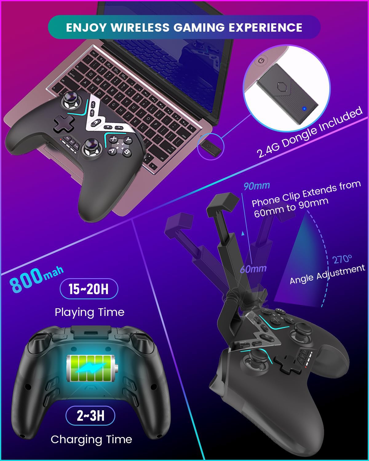 Blue Os Controller Bluetooth Controller for Windows PC/iPhone/Android/Switch/steam OS/TV ...