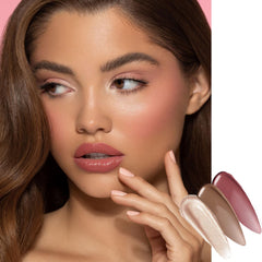 3 Pcs Liquid Contour Highlighter Blush Set - Long Lasting Waterproof Contour Beauty Wand with Cushion Applicator - Bronzer Contour & Shimmer Pearl Highlight Cream Pink Blusher (A Set)