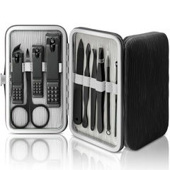 GraGra Manicure Set, Professional Manicure Pedicure Kit,10 in 1 Nail Clipper Set Kit Grooming Kit, Professional Mens Grooming Kits, Nail Care Tools with Luxurious Travel Leather Case