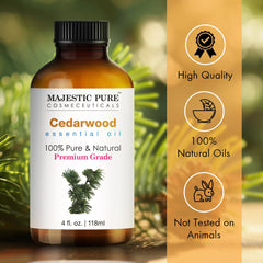 MAJESTIC PURE CEDARWOOD Essential Oil | 118 ml | 100% Pure and Natural | Premium Grade Essential Oils for Hair Care, Home Diffusers, Skin, Aromatherapy, Massage and Humidifiers - Cedarwood