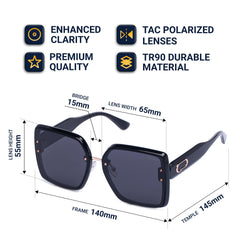 Flaneur Stylish Polarized Sunglasses for Women & Men Square-Frame - UV Protection, Lightweight, Scratch-Resistant, Trendy Eyewear & Accessories for Ladies UV400