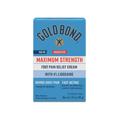 Gold Bond Medicated Foot Pain Relief Cream – Maximum Strength 4% Lidocaine, Soothes Nerve Pain & Dry Cracked Heels