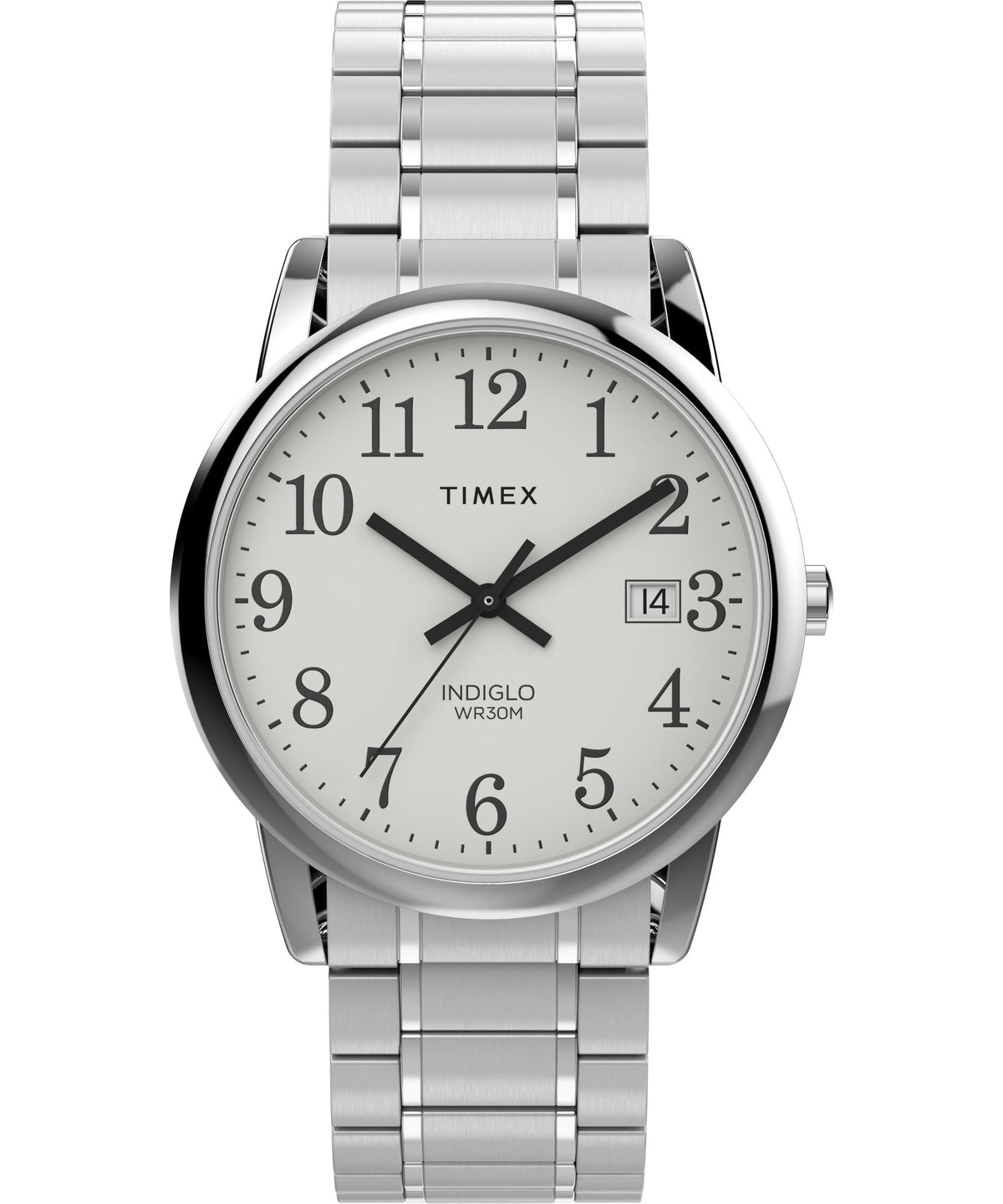 Timex Men's Easy Reader 35mm Watch – Gold-Tone Case White Dial with Gold-Tone Tapered Expansion Band - Silver-Tone/White/Silver-Tone