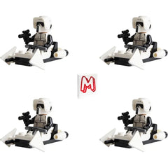 LEGO Star Wars The Mandalorian Minifigure Combo 4 Pack - Imperial Scout Troopers with Blasters and 4 X Speeder Bikes 75292