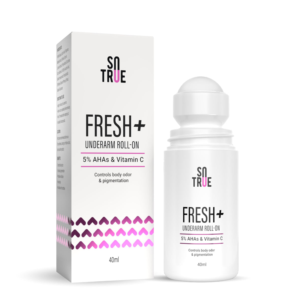 Sotrue Fresh + Underarm Roll-on With 5% AHA & Vitamin C, Controls Body Odour & Pigmentation, for Radiant Underarms, Helps Reduction in Pigmentation & Hydrates Dry Skin, 40ml