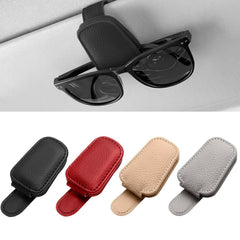 T Tersely Sunglasses Holder for Car Visor Universal Magnetic Adsorbed Leather Eyeglasses Holder Glasses Hanging Storage Clip Car Visor Accessories Ticket Card Clip for Car Accessories Parts (Black)
