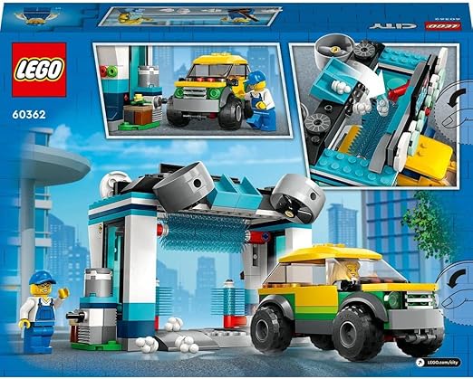 LEGO 60362 City Carwash with Toy Car for 6+ Years Old Kids, Boys, Girls, Set with Spinnable Washer Brushes, Vehicle and 2 Minifigures, Small Gift Idea