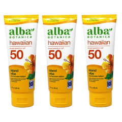Alba Botanica Hawaiian, Island Vibe Sunscreen SPF 50, Water-Resistant (80 Minutes), 3 fl oz (Pack of 3)