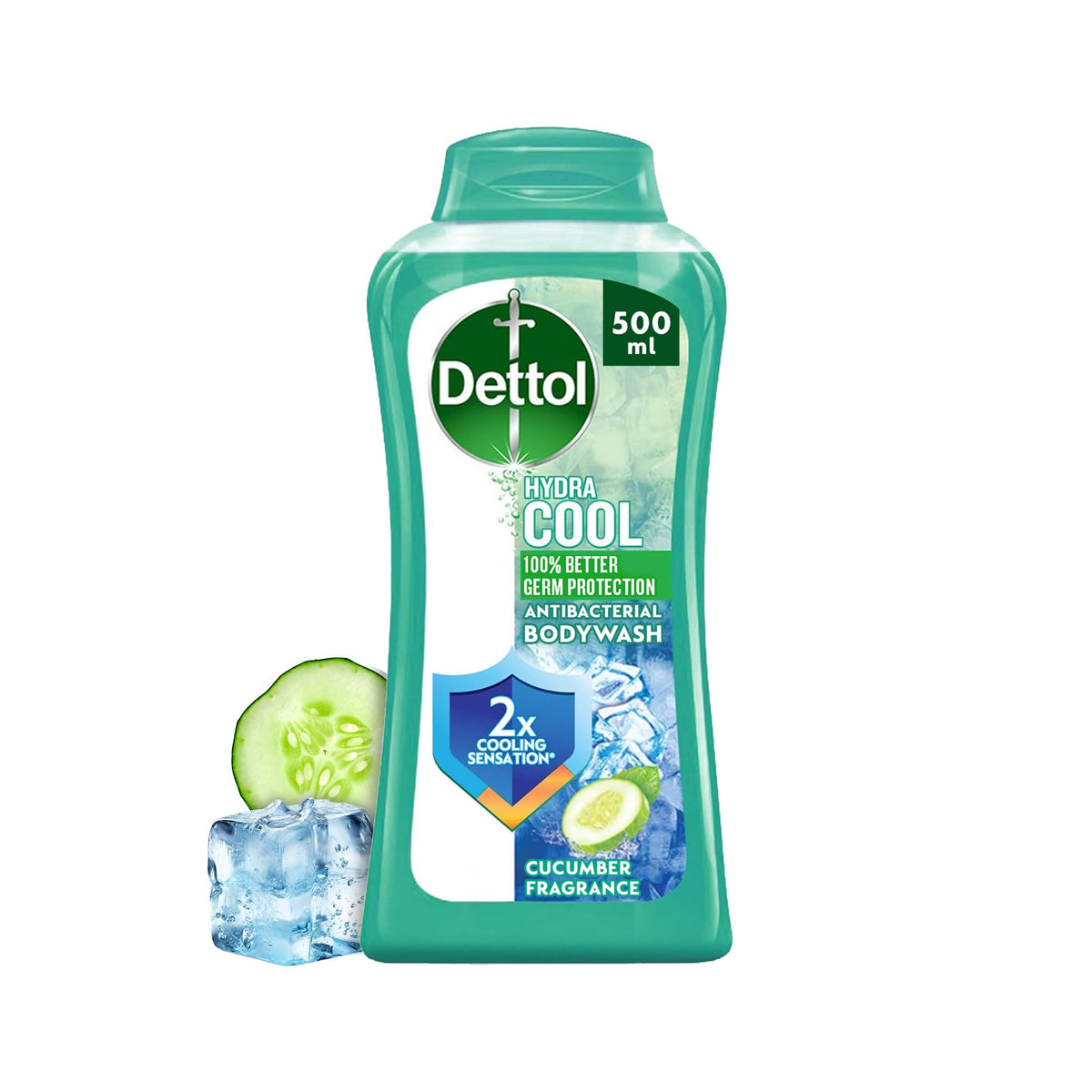 Dettol Hydra Cool Showergel & Bodywash, Cucumber & Icy Menthol Fragrance for Effective Germ Protection & Personal Hygiene, 500ml (Packaging may vary)