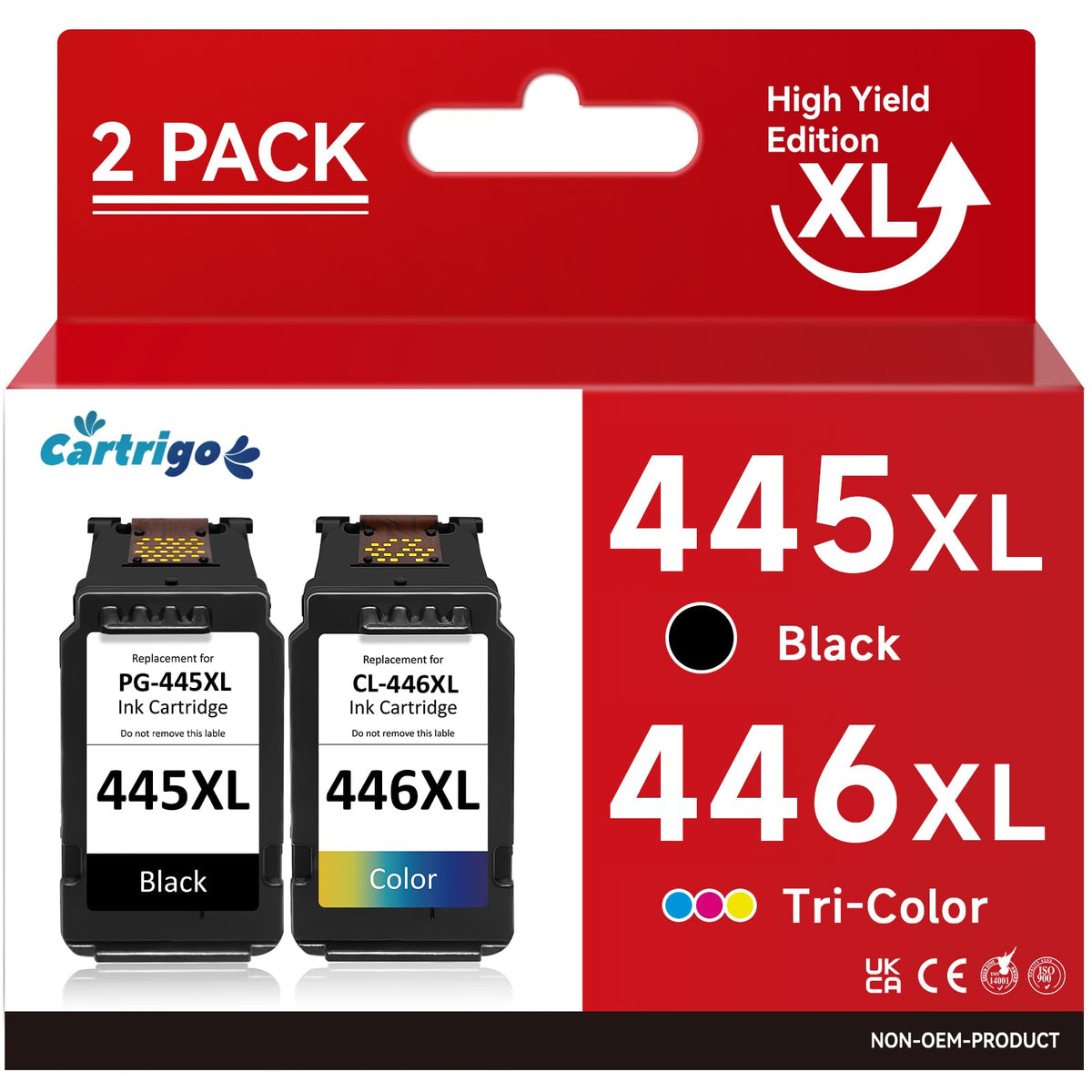 CARTRIGO 445 446 Ink Cartridge for Canon PG-445XL, CL-446XL, Pg445 and Cl446 Combo Pack for Ip2840 Mg2440 Mg2540 Mg2940 Printers