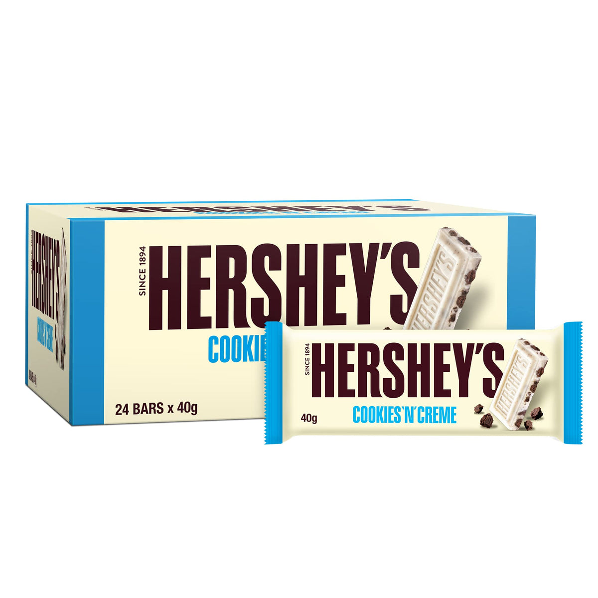 Hershey's Cookies 'n' Creme Chocolate Bar - 40g (Pack of 24 bars)