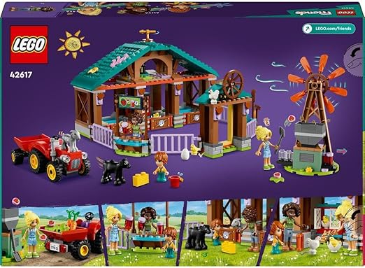 LEGO Friends Farm Animal Sanctuary, Playset with Tractor Toy for 6 Plus Year Old Girls, Boys & Kids, Role-Play Set Includes 3 Character Figures, 5 Animals and Food Accessories 42617