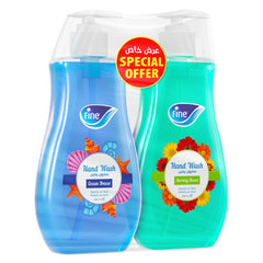 Fine Hand Wash, Bundle of 2, 450ml Bottles, 1 Ocean Breeze Scent and 1 Morning Breeze Scent Hand Wash Liquid