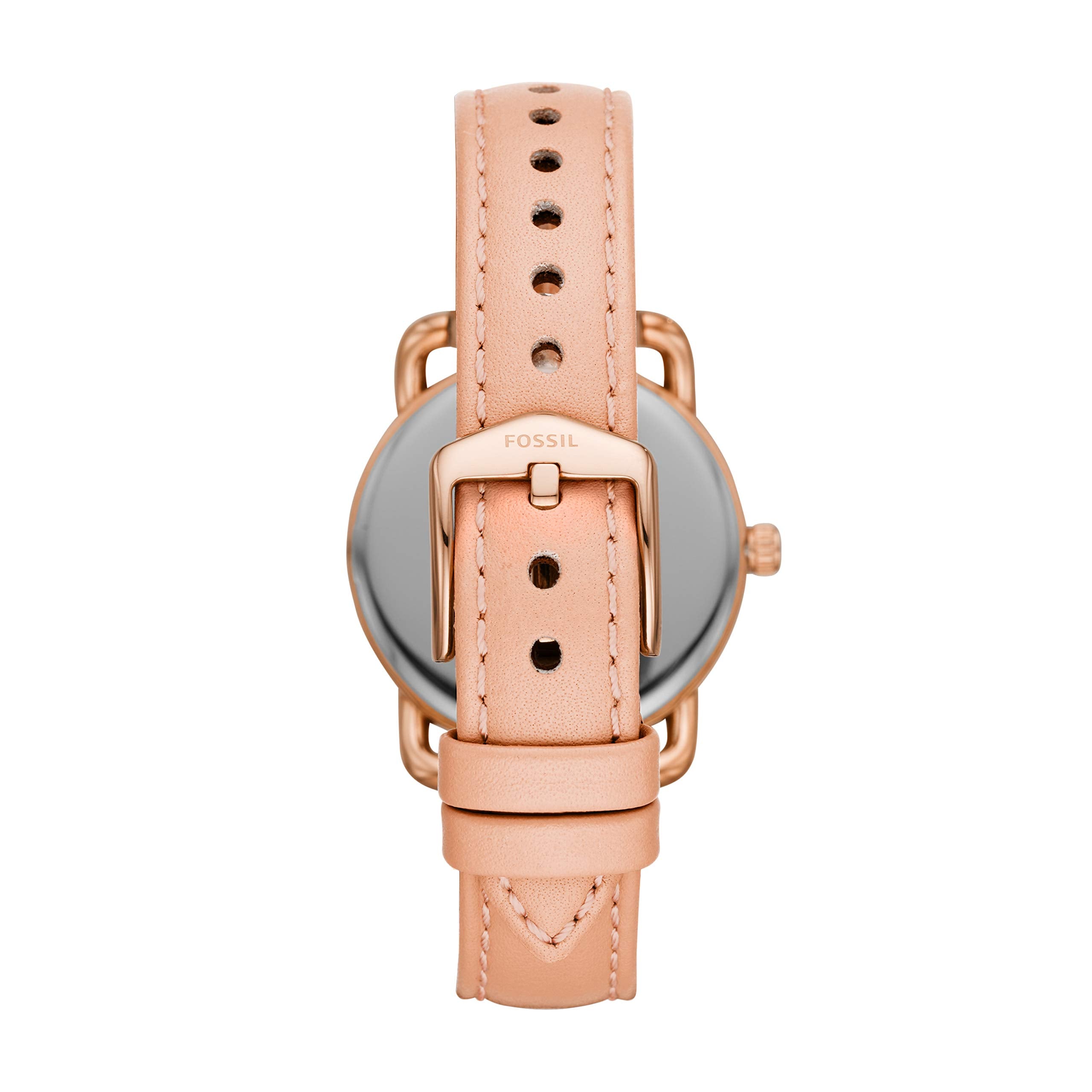 Fossil Copeland Women's Watch with Slim Case and Genuine Leather Band - Rose Gold, Blush