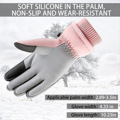 Winter Ski Gloves, Waterproof Touchscreen Snowboard Gloves, Windproof Warm Snow Gloves for Mens, Womens, Skiing, Snowboarding, Running and Cycling, One Size - Pink