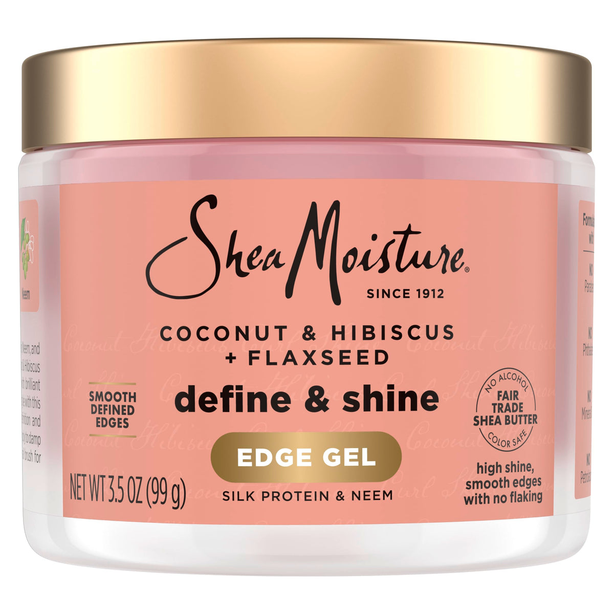 Shea Moisture Hair Products Flax Edge Control Gel for Curly Hair with Coconut & Hibiscus Paraben-Free, 3.5 oz