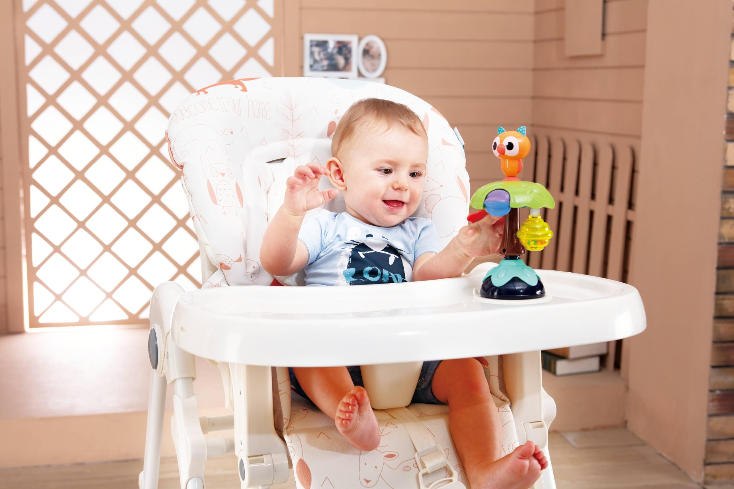 Hola Smart Owl Highchair Toy with Suction – Sensory Development Toy for Babies 6M+, Stimulates Vision, Hearing, and Touch, Fine Motor Skills, Non-Toxic and Easy to Clean, Mealtime Toys