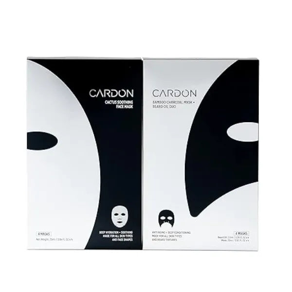 Cardon Cactus Extract Sheet Masks (4-Pack) | Hydrating & Soothing Korean Face Mask with Cica | Beard-Friendly Skincare for Men & Women | Moisturizing Mask for Sensitive Skin