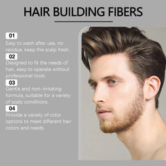 Keratin Hair Building Fibers, Black Hair Powder for Thinning Hair, Salon-Grade Thickening Fibers for Women & Men, Natural-Looking Coverage