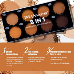 TERRIFI 8 Color Powder Contour Palette, Matte Contouring Makeup Kit, Contour and Highlighting Powder Foundation Palette, Light to Medium, Vegan & Cruelty-Free, Contour & Bronzer