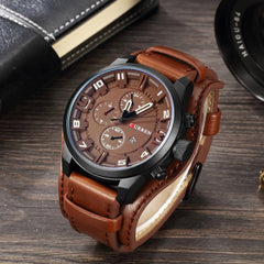 CURREN Leather Analogue Men's Watch (Coffee Dial Brown Colored Strap)