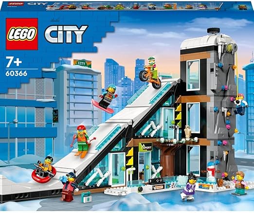 LEGO 60366 City Ski and Climbing Centre Set, 3-Level Modular Building with Slope, Winter Sports Shop, Café, Ski Lift and 8 Minifigures, Gift Toys for Kids, Boys, Girls 7+ Years Old