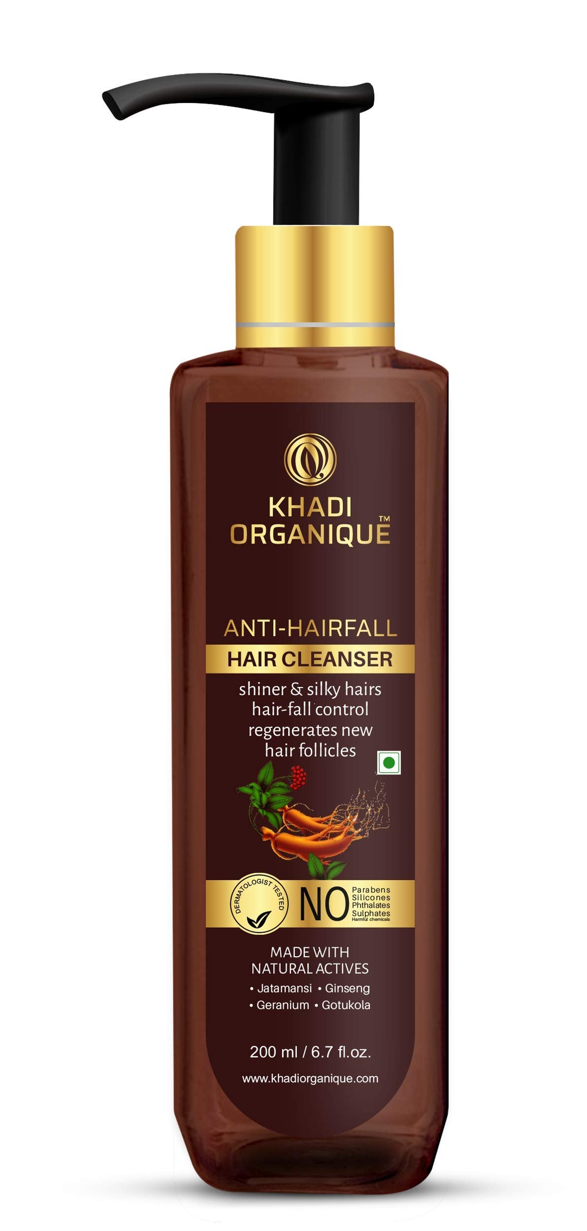 Khadi Organique Anti Hair Fall Shampoo/Cleanser (NO SLS & PARABEN) For Hair-fall Control, Shiner & Silky Hairs, Regenerates New Hair Follicles Men & Women (200 ml)