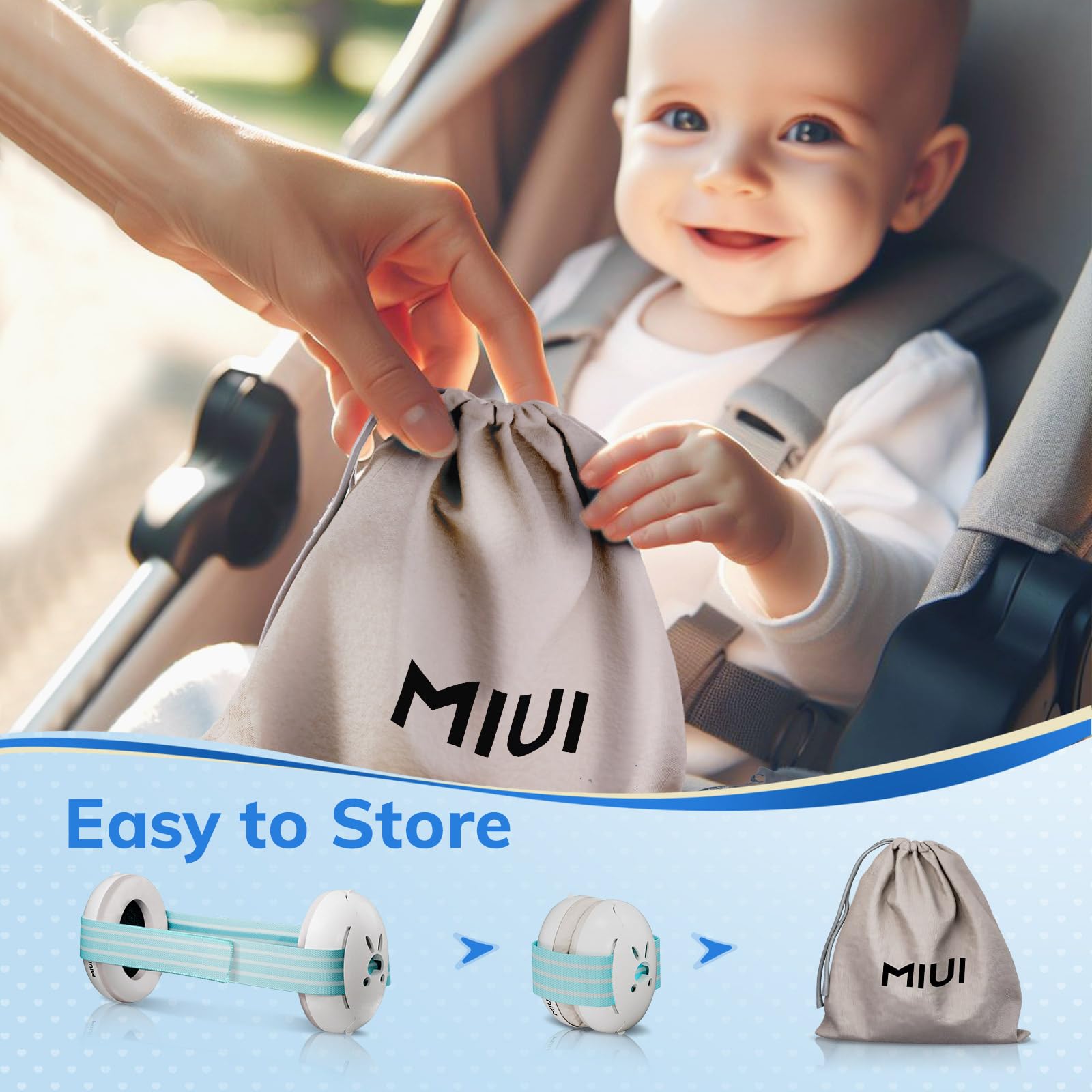 MIUI Muffy Baby Ear Protection Earmuffs for Babies and Toddlers up to 36 Months, Noise Reduction Earmuffs - Comfortable Baby Headphones Against Hearing Damage & Improves Sleep - Grey