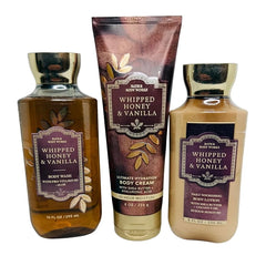 Bath & Body Works Body Whipped Honey & Vanilla Cream, Lotion and Body Gel Wash 3 Piece Set